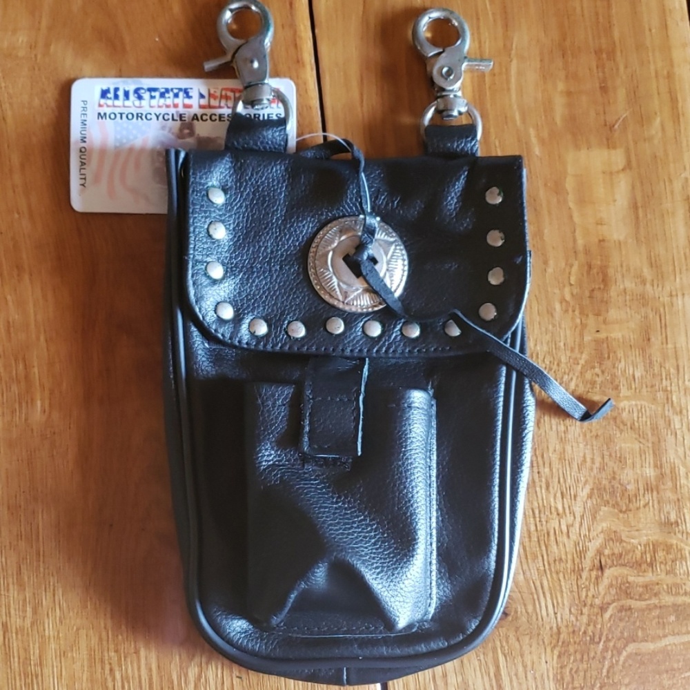 Leather belt loop studded bag